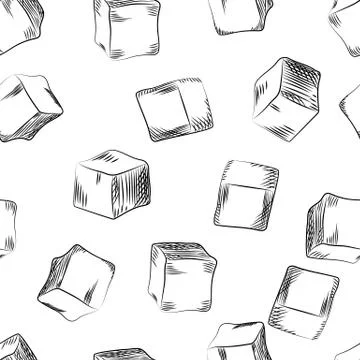 Sugar cube seamless pattern. Hand drawn ice cube wallpaper. Illustrazione stock