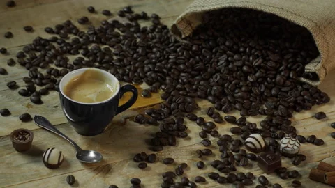 Sugar Cube Splashing in Cappuccino Stock Footage 141533341