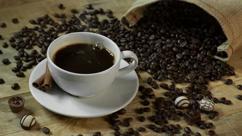 Sugar Cube Splashing in Hot Black Coffee Stock Footage 141534088