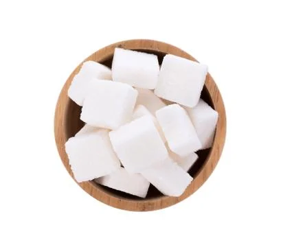 Sugar cube on white background Photos