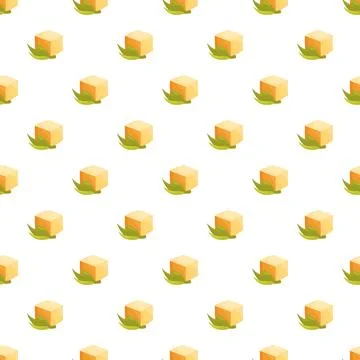 Sugar cubes and mint leaves seamless pattern イラスト素材