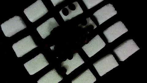 Sugar cubes. Cubes moves around. no sound,real time Stock Footage 75976355