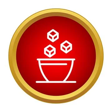 Sugar cubes falling into bowl vector icon style Stock Illustration
