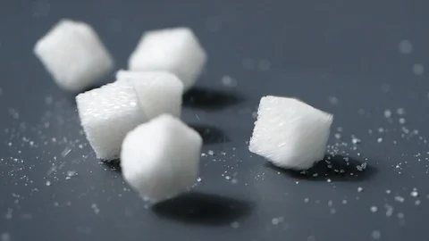 Sugar cubes falling in slow motion Stock Footage 113595492