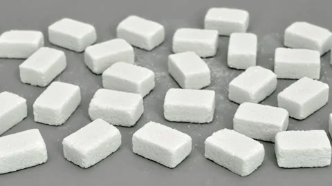 Sugar cubes on the gray background Stock Footage 290920000