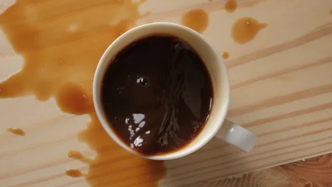 Sugar cubes into hot coffee cup Stock Footage 142677536
