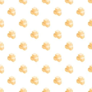 Sugar cubes isometric pattern sweet white background Illustrazione stock