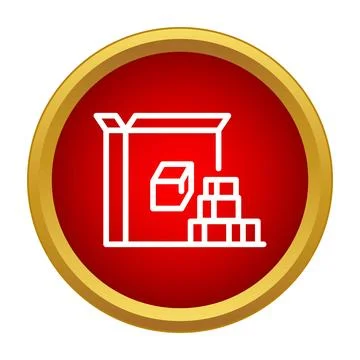 Sugar cubes packaging in line art icon on red background Stock Illustration
