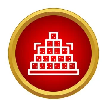 Sugar cubes pyramid icon inside red circle Ilustración de archivo