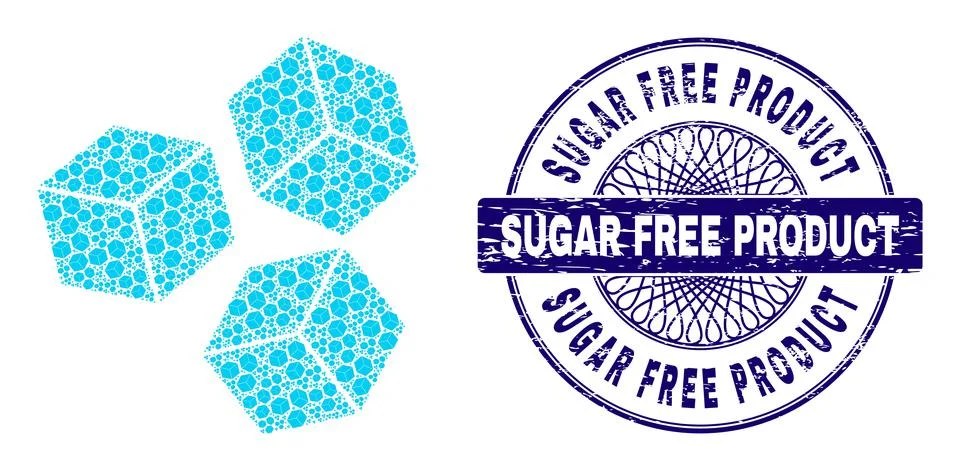 Sugar Cubes Recursive Collage of Sugar Cubes Icons and Distress Sugar Free Stock Illustration