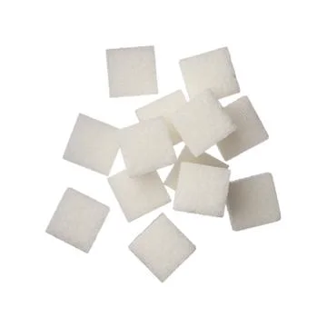 Sugar cubes on white background, close up Stock Photos