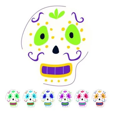 Sugar dead day skull vector cartoon graphic Stock Illustration