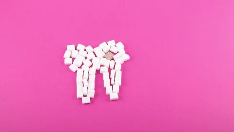 Sugar destroy tooth. Stop motion, animation Stock Footage 203806267