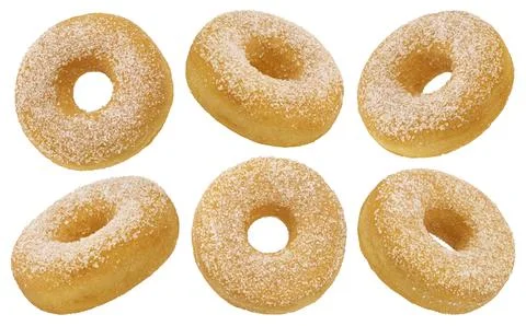 Sugar donuts isolated on white background, full depth of field Foto stock