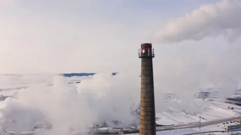 Sugar factory. Processing beets in the winter. Aero Stock Footage 261293350