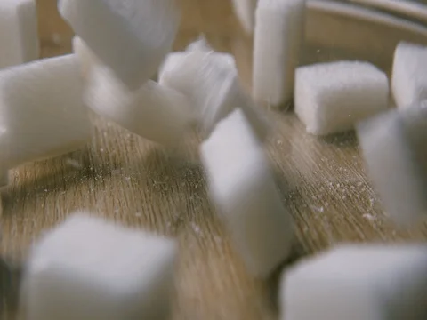 Sugar falling slowmotion studio‚ orginal file: 4K DCI, PRO RES 444, 12 bits Stock Footage 82045095