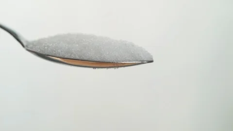 Sugar falling off a Spoon in Slow Motion. Stock Footage 115878219