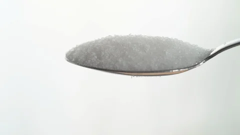 Sugar falling off a Spoon in Slow Motion. Stock Footage 115880181