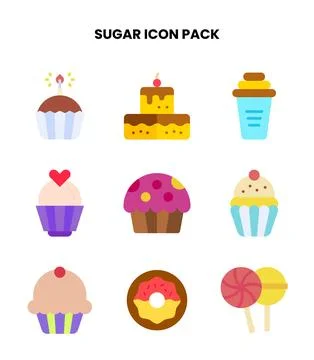 Sugar Flat Bundle Icons Pack Stock Illustration