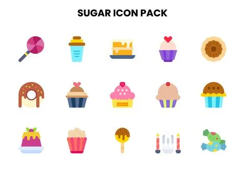 Sugar Flat Icons Pack Stock Illustration