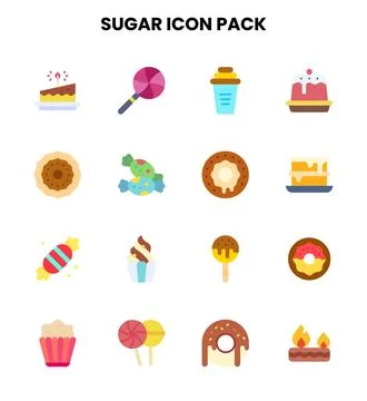 Sugar Flat Vector Icons Pack Stock Illustration