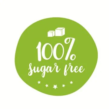 Sugar free label. Vector sugar cubes in circle icon for no sugar added product Stock Illustration