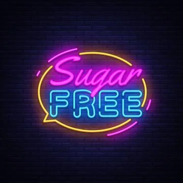 Sugar free Neon Text Vector. Sugar neon sign, design template, modern trend Stock Illustration