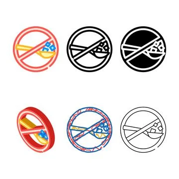 Sugar free product styleset label warning color icon vector Stock Illustration