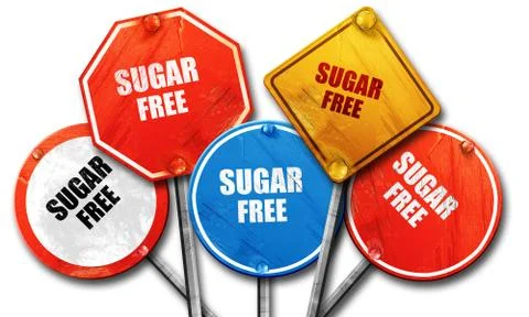Sugar free sign, 3D rendering, rough street sign collection Stock Illustration