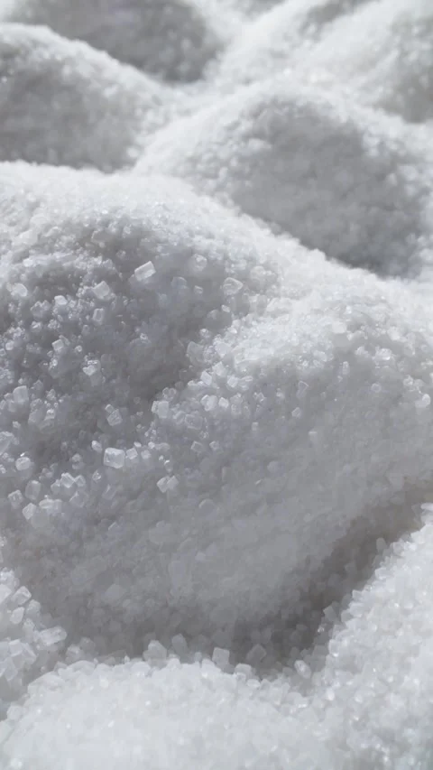 Sugar hills. Camera slide over sugar mountains. Grains of natural sugar 库存影片 329436664