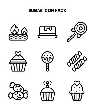 Sugar Line Collection Icons Pack Stock Illustration