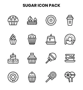 Sugar Line Design Icons Pack Stock Illustration