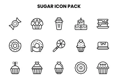 Sugar Line Icons Pack Stock Illustration