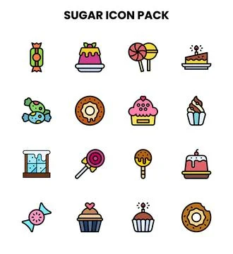 Sugar Lineal Color UI Icons Pack Stock Illustration