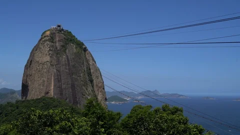Sugar loaf mountain with famous cable car passing. Rio, Brazil Stock-Footage 125056708