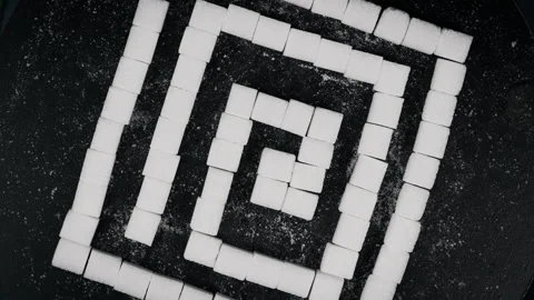 Sugar Maze Top View, Many Sugar Cubes in Labyrinth Shape Rotates Stock Footage 260639833