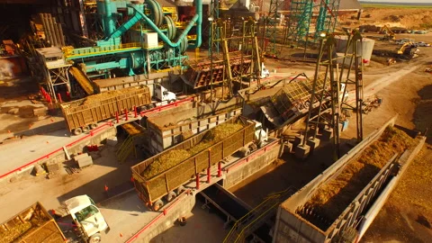 Sugar mill processing sugarcane Stock Footage 133522737