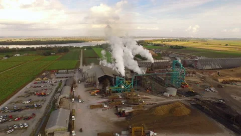 Sugar mill processing sugarcane into sugar Stock Footage 133609569