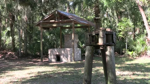 Sugar mill ruins #1 front view of grinder and furnace. Stock Footage 220373617