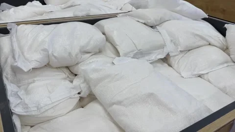 Sugar is packaged in the store Stock Footage 243437593