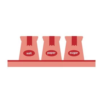 Sugar packaging icon in flat style on a white background. resources Stock Illustration