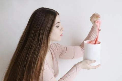 Sugar paste for sugaring depilation close up photo with model hands Stock Photos