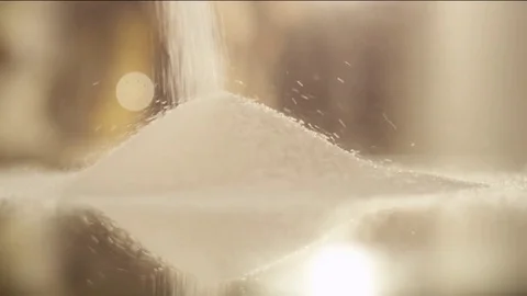 Sugar pile fall on glass RAPID 100fps (FEW SHOTS) Stock Footage 74656644