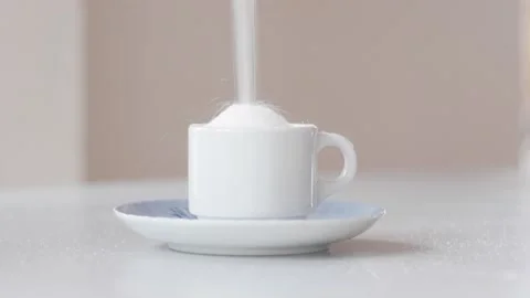 Sugar Poured Into Cup 4k - Baking, Diet, Diabetes, Health, Nutrition Stock Footage 144990760