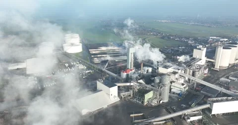 Sugar processing facility. Food processing, sugar beets and sugar products. Stock Footage 259417272