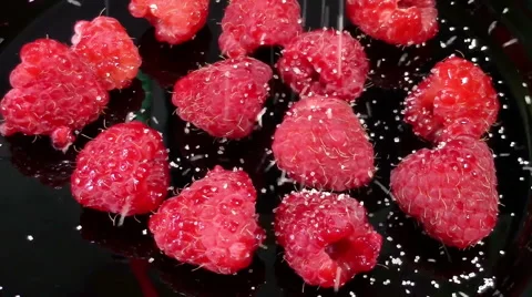 Sugar on raspberries Stock Footage 51966390