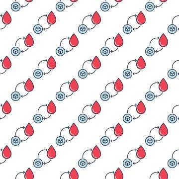 Sugar in Red Blood Drop vector Glycemia colored seamless pattern Stock Illustration