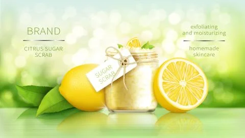 Sugar scrub with lemon Stock Illustration