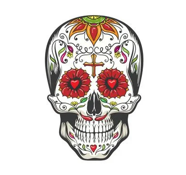 Sugar Skull Colored llustration Stock Illustration