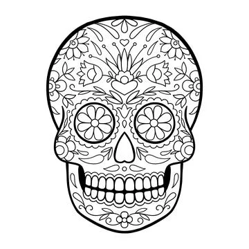 Sugar Skull With Floral Pattern Illustrazione stock